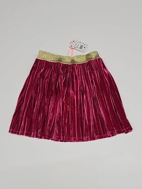 Egg New York Pleated Velvet Skirt with Glitter Waistband - Pink Size 14Y
